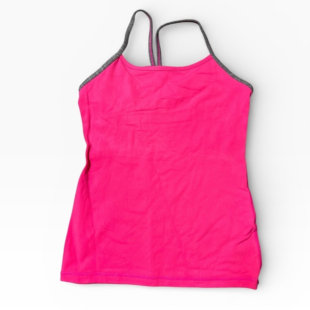 Lululemon  Power Y Hot Pink Athletic‎ Tank Top Bra Strappy Back Size 6 Yoga Gym
